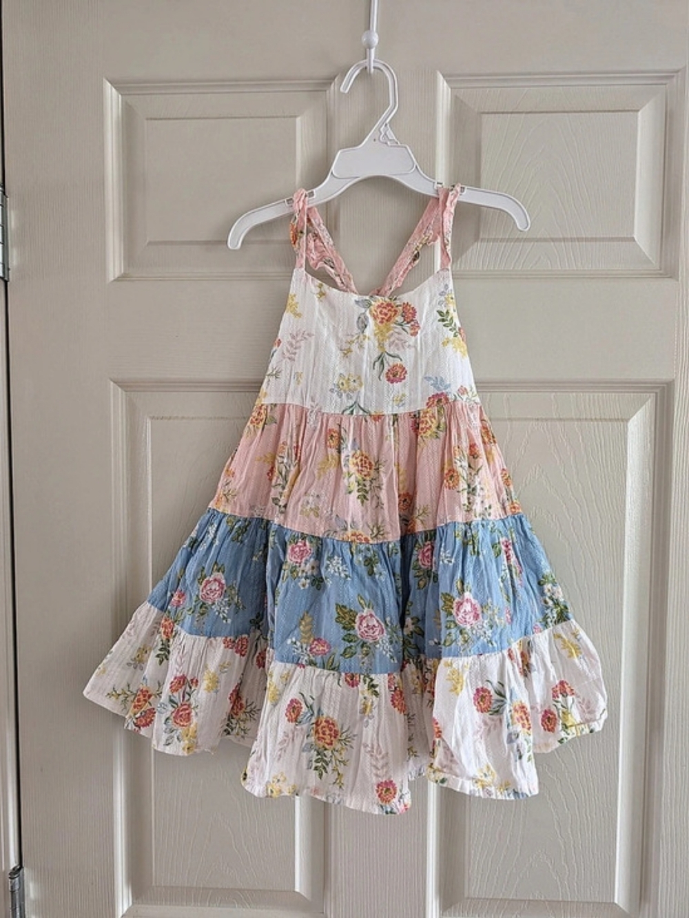 Catherine Malandrino Girls 4T Floral Tiered Spring Dress in Pink & Blue
